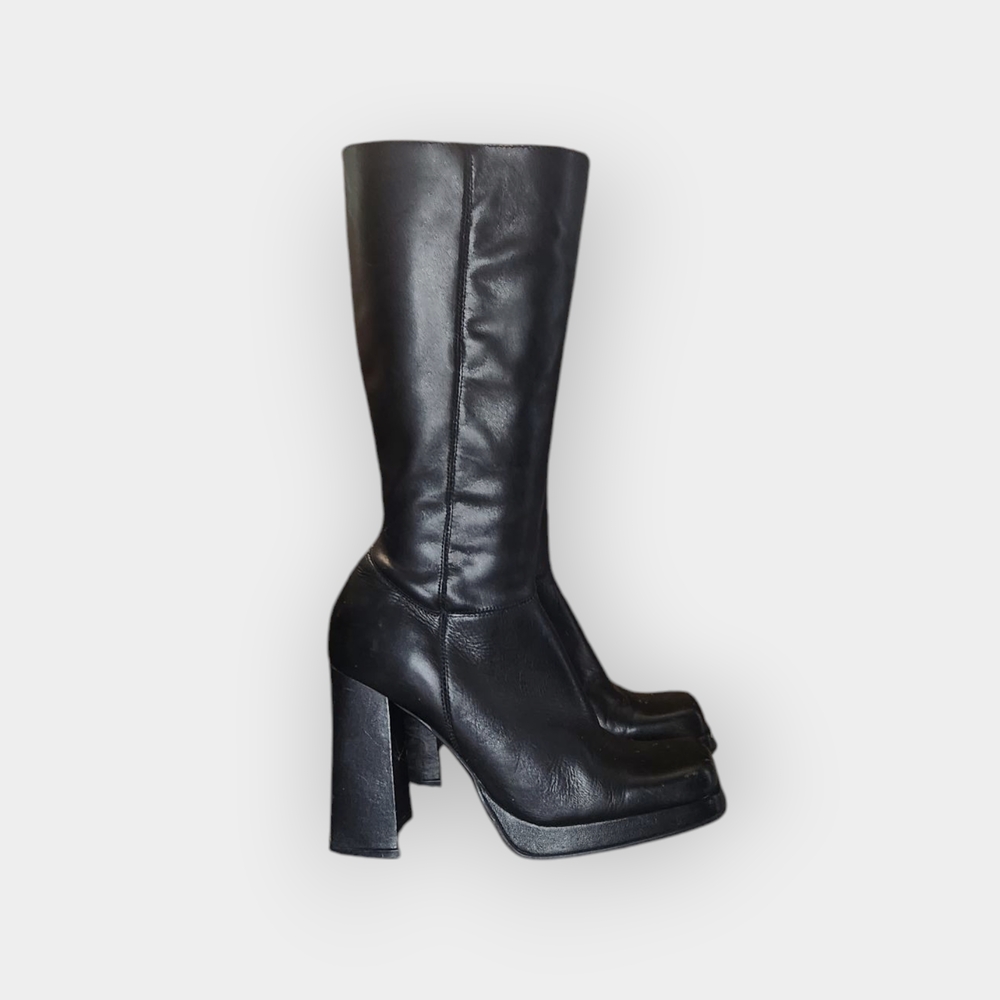 Vintage Steve Madden Latoya Leather Platform Boots! - Picture 2 of 9